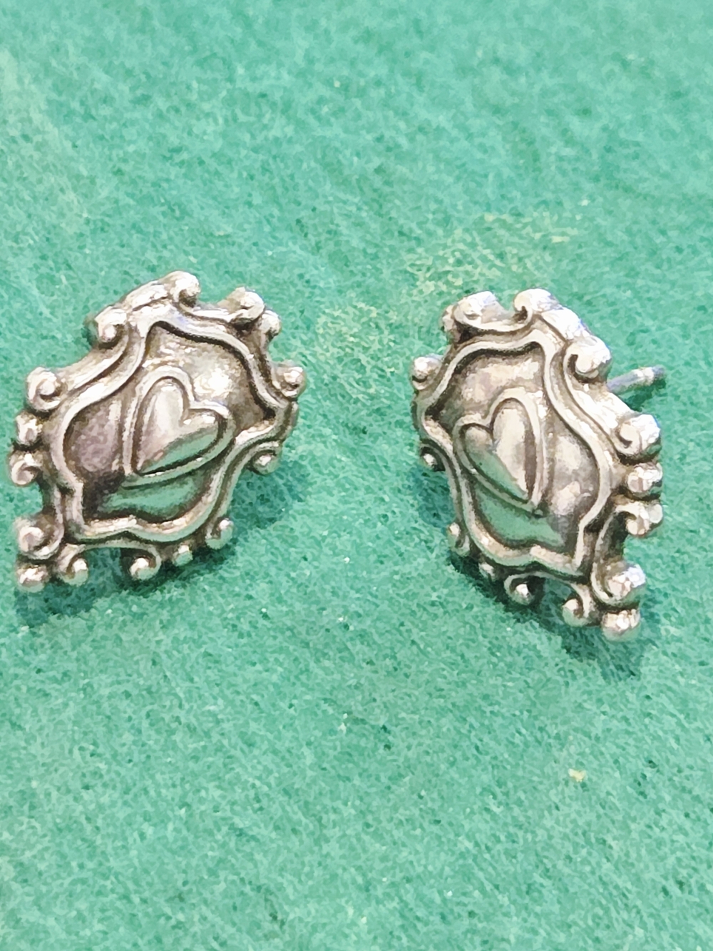 Brighton Silver Heart Frame Stud Earrings